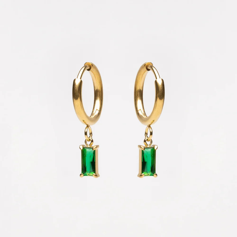 Emerald Glow Hoop Earrings